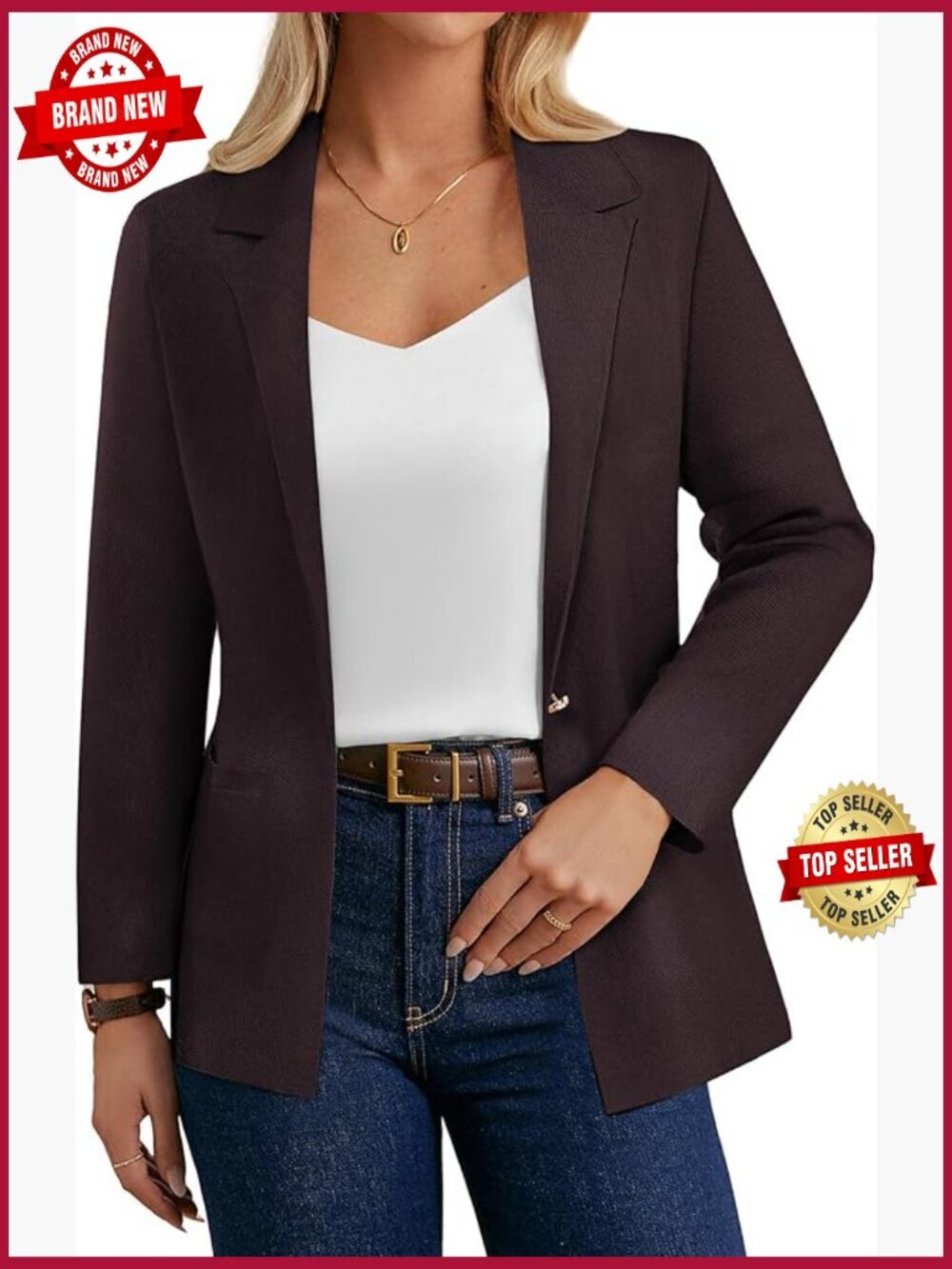 Sweater Blazer for Women Business Casual Long Sleeve Open Front Cardigan Suit